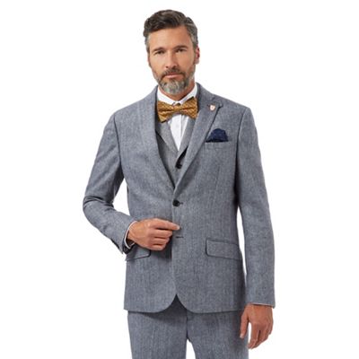 Hammond & Co. by Patrick Grant Big and tall grey herringbone textured tailored fit jacket